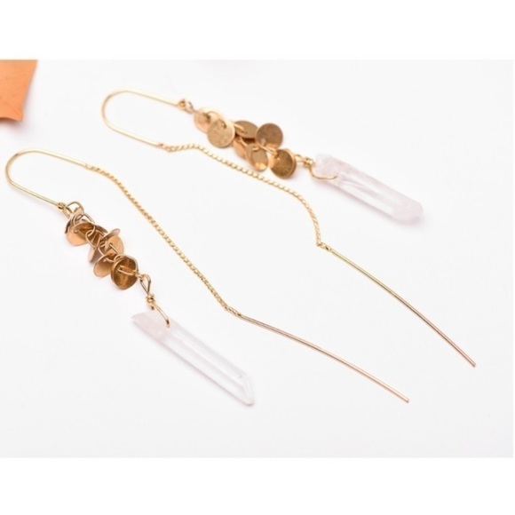 Quartz Crystal Threaders with Dangling Stone - Picture 6 of 8